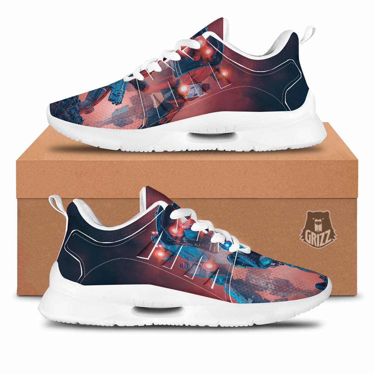 Alien Robot In the battlefield Tennis Shoes-grizzshop