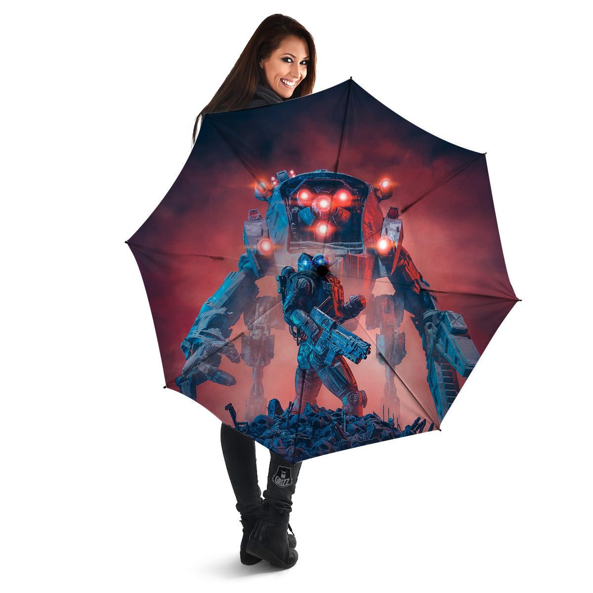 Alien Robot In the battlefield Umbrella-grizzshop