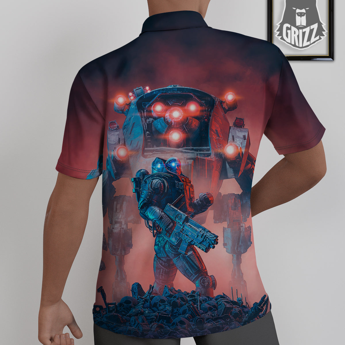 Alien Robot In the battlefield Untucked Shirts-grizzshop
