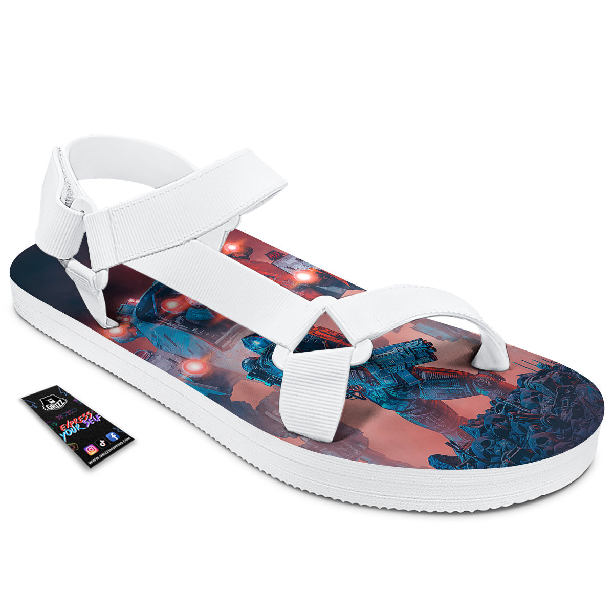 Alien Robot In the battlefield White Open Toe Sandals-grizzshop