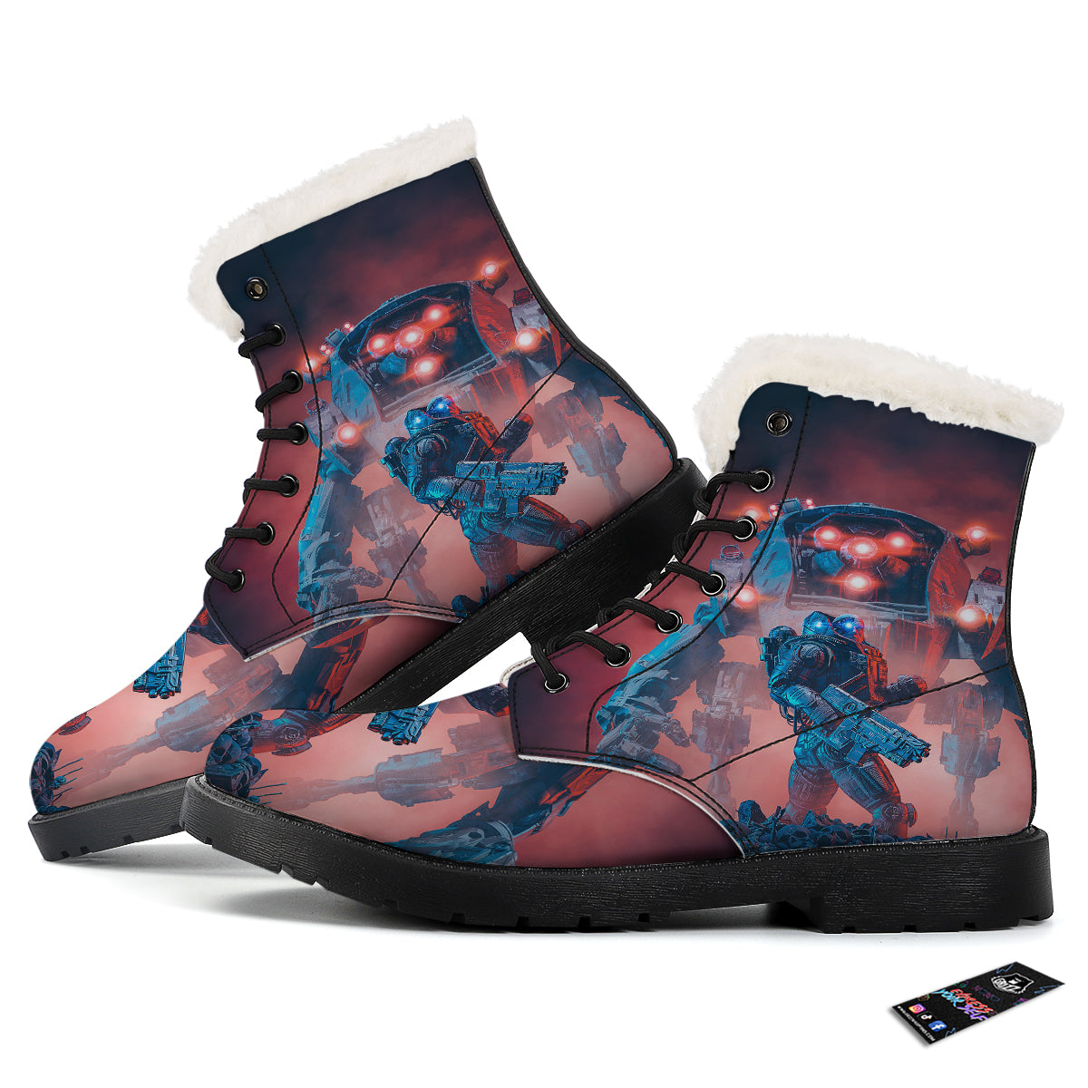 Alien Robot In the battlefield Winter Boots-grizzshop