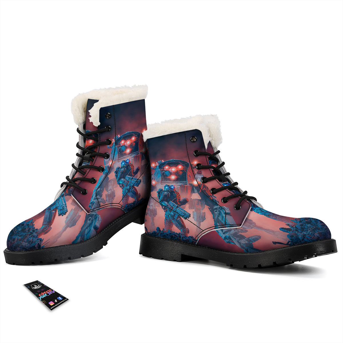 Alien Robot In the battlefield Winter Boots-grizzshop