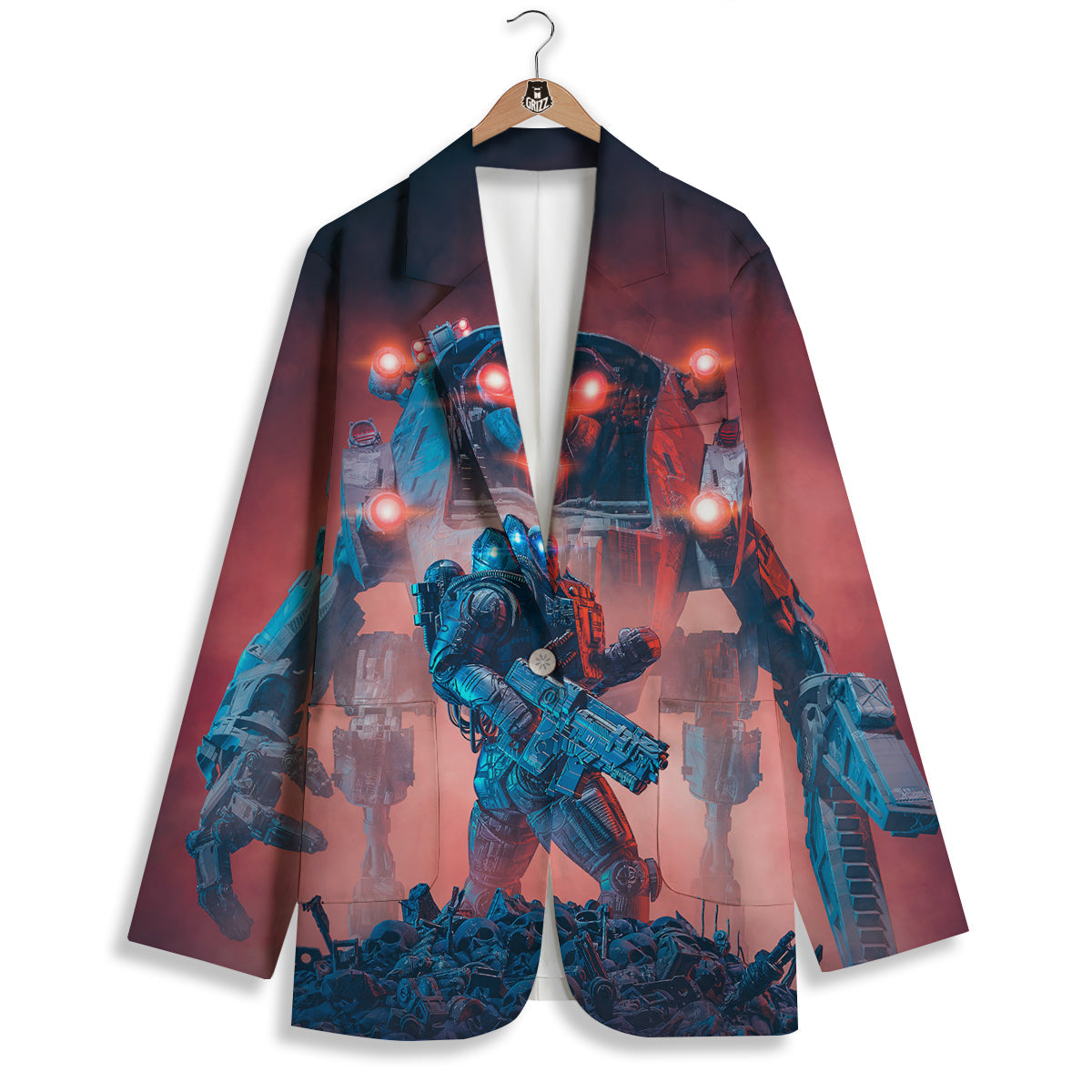 Alien Robot In the battlefield Women's Blazer-grizzshop