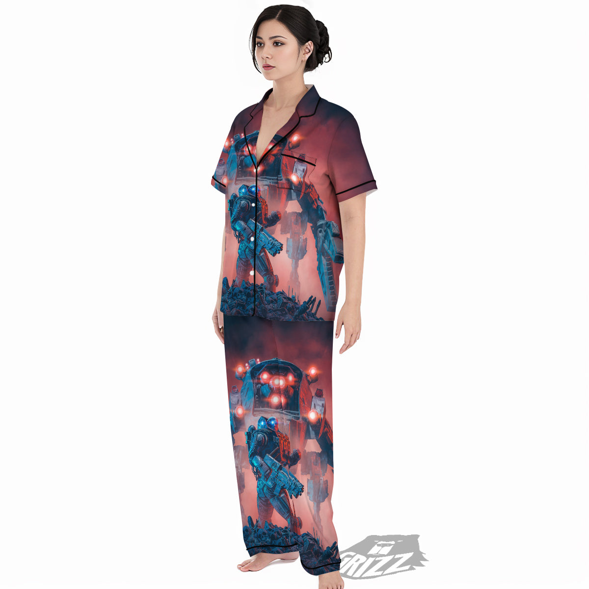 Alien Robot In the battlefield Women's Pajamas Set-grizzshop