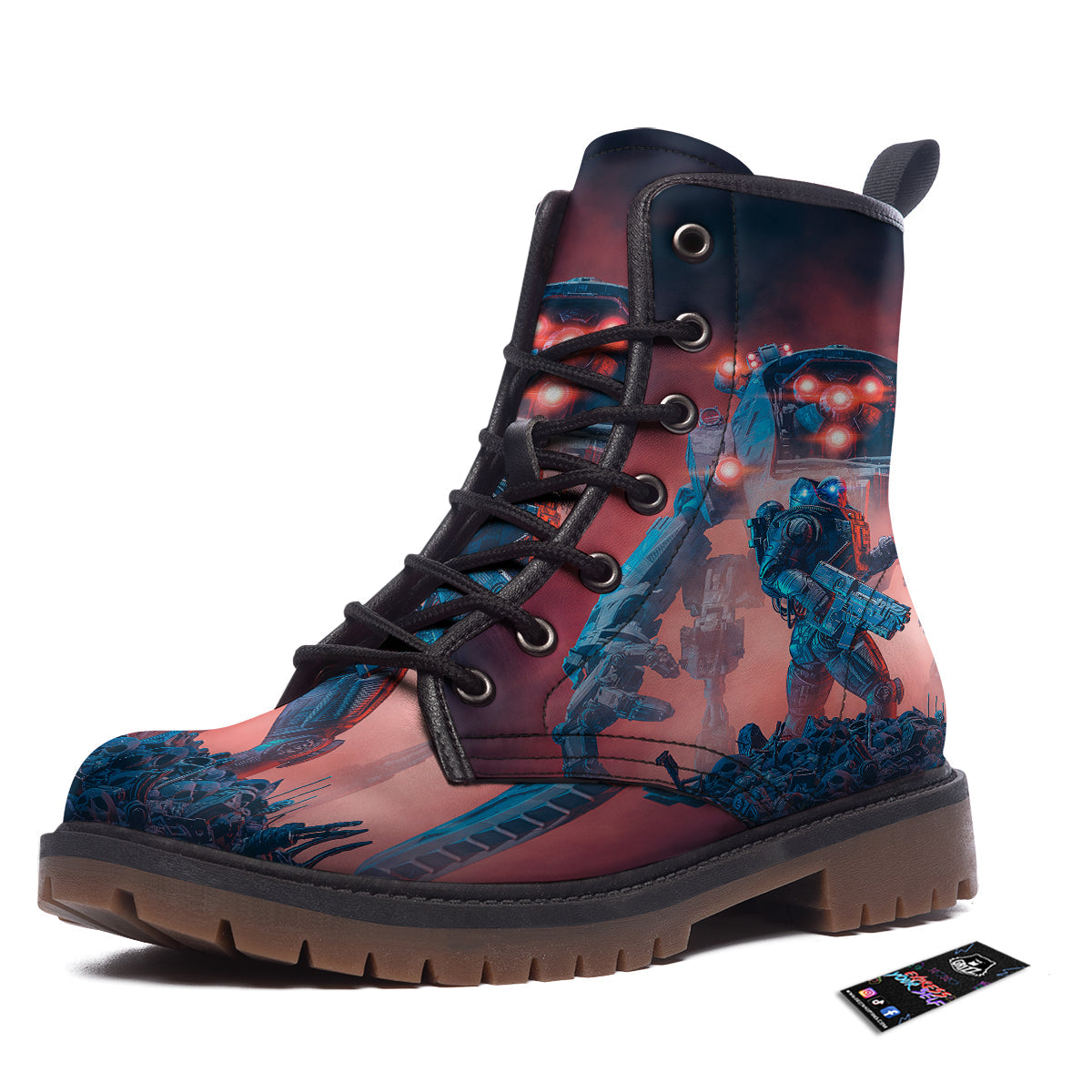Alien Robot In the battlefield Work Boots-grizzshop