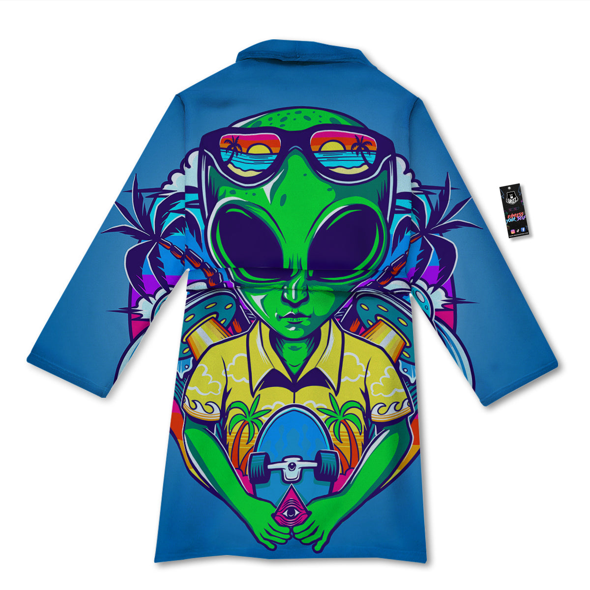 Alien Summer Beach Print Bathrobe-grizzshop