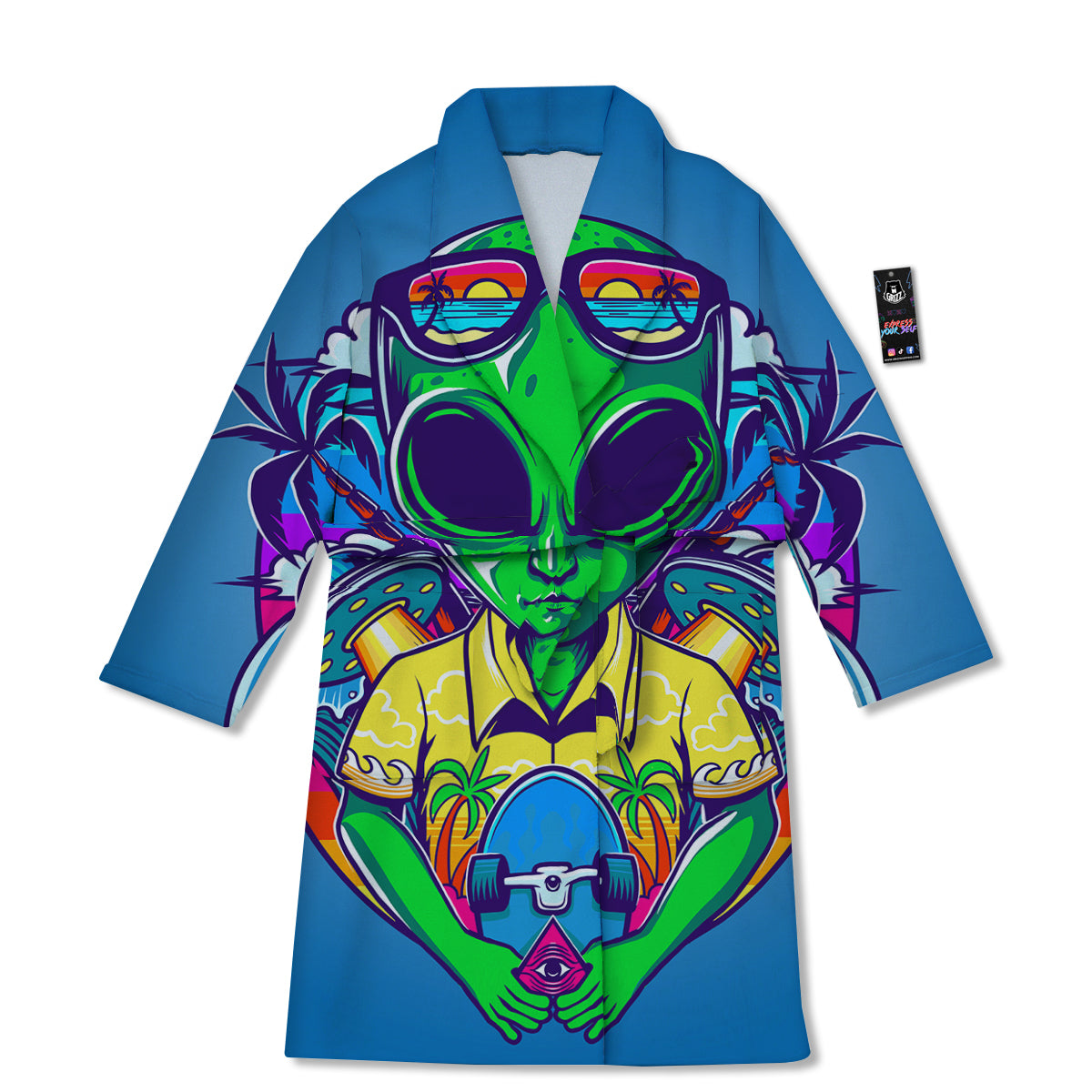 Alien Summer Beach Print Bathrobe-grizzshop
