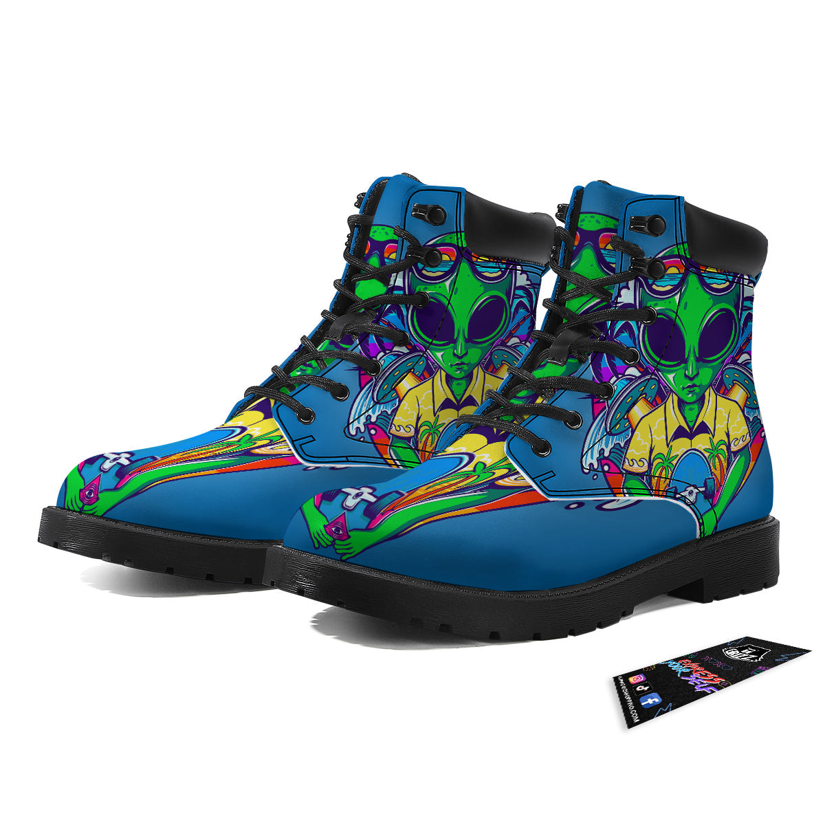 Alien Summer Beach Print Boots-grizzshop