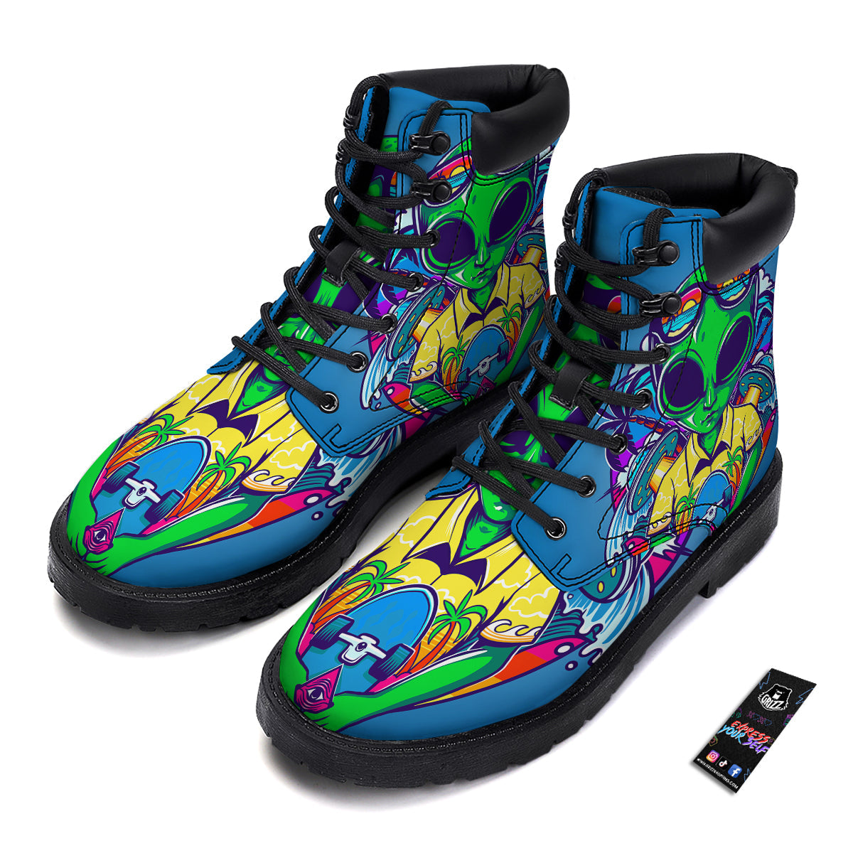 Alien Summer Beach Print Boots-grizzshop
