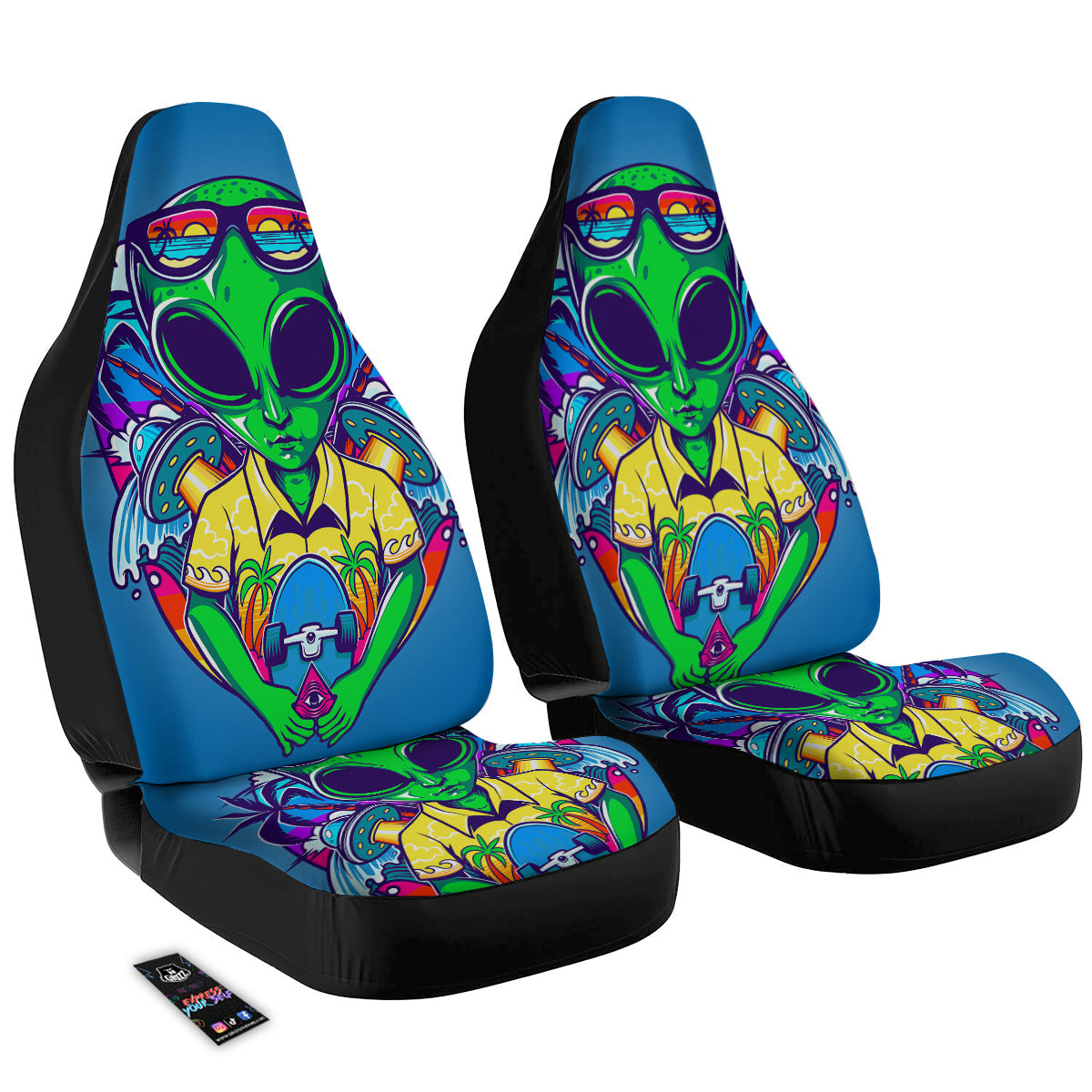 Alien Summer Beach Print Car Seat Covers-grizzshop