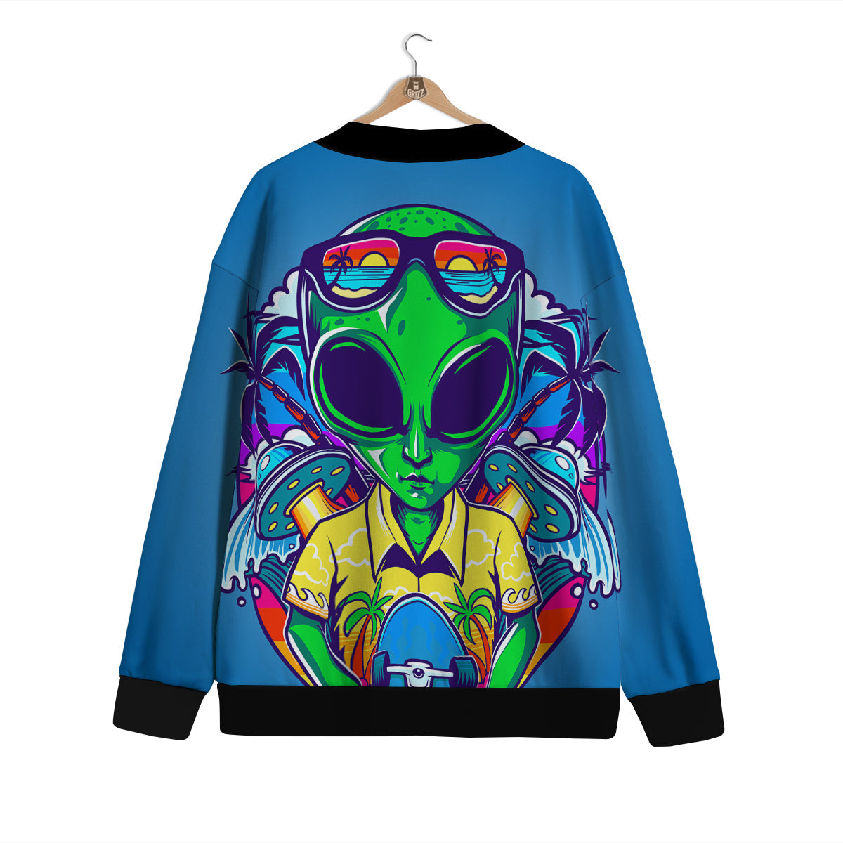 Alien Summer Beach Print Cardigan-grizzshop