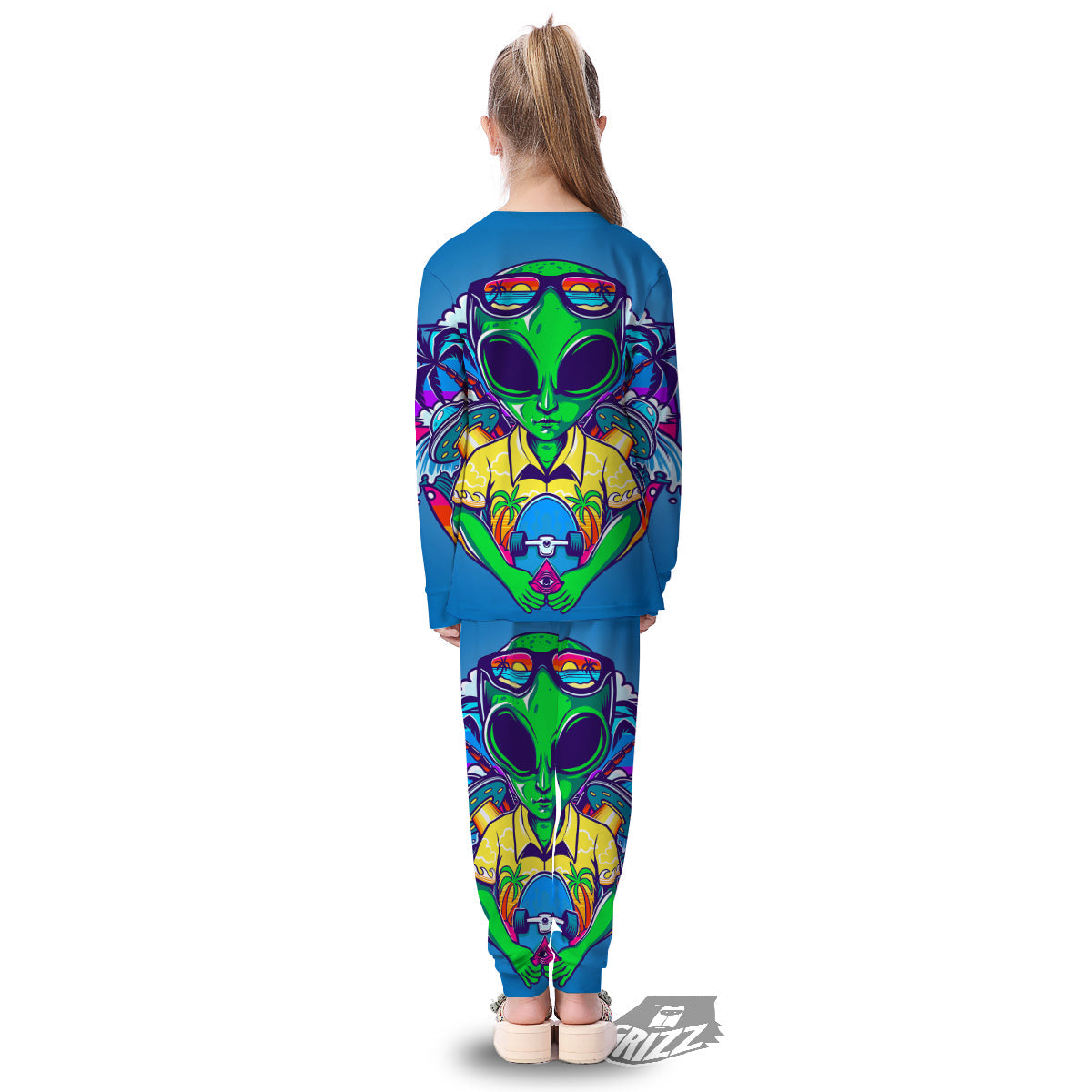 Alien Summer Beach Print Kid's Pajamas-grizzshop