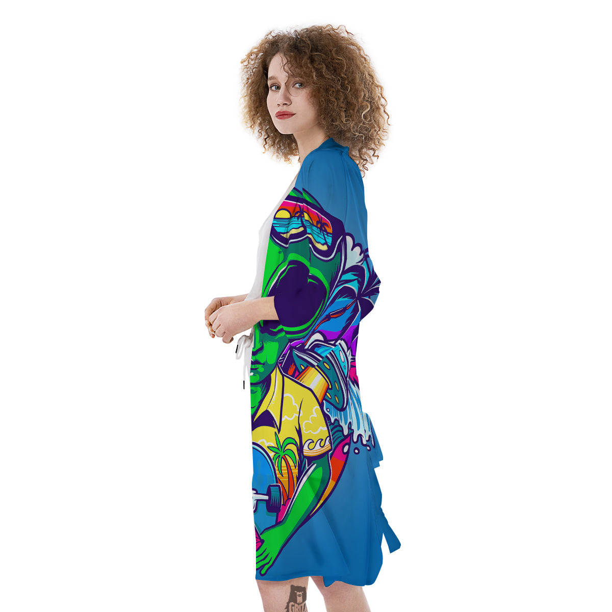 Alien Summer Beach Print Kimono-grizzshop