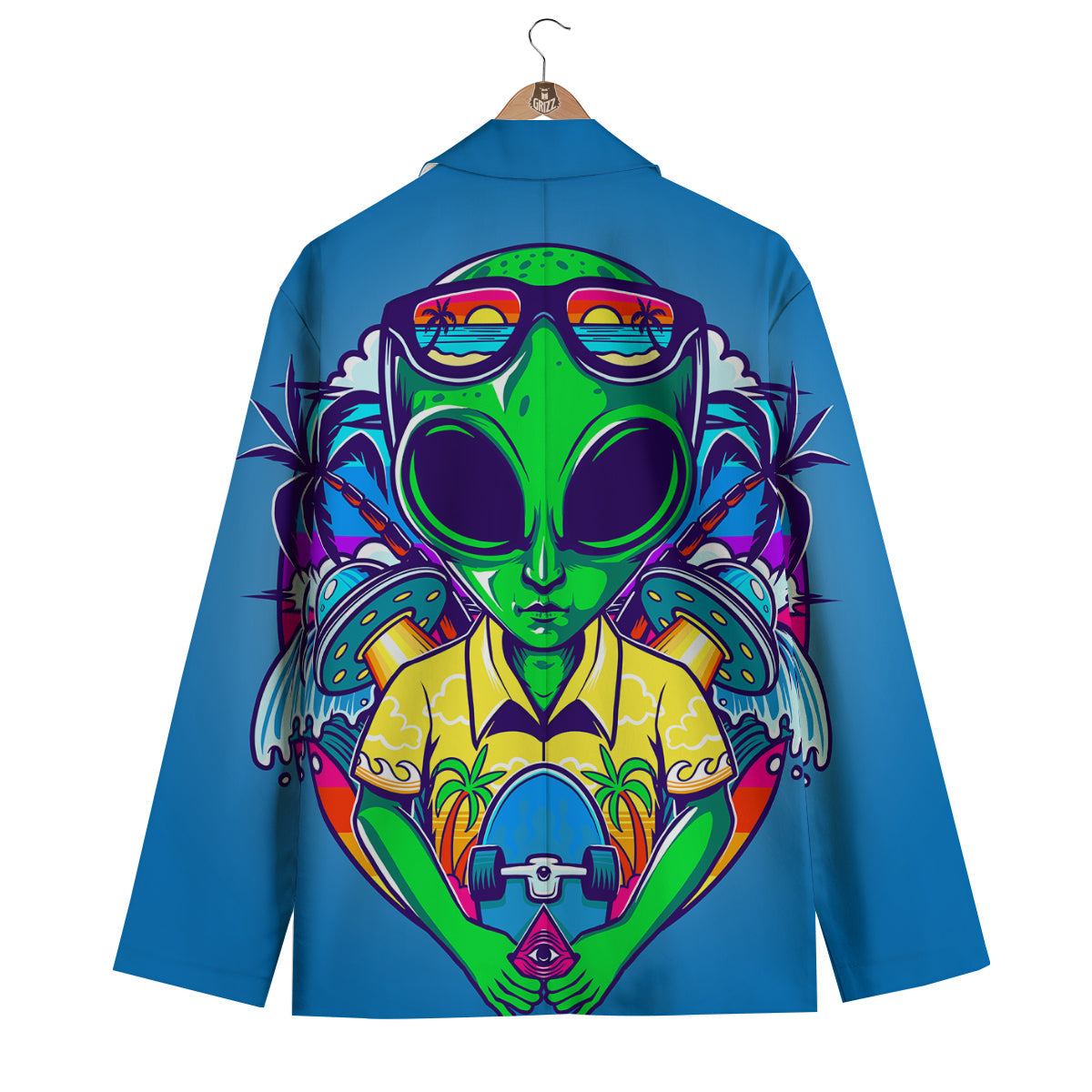 Alien Summer Beach Print Men's Blazer-grizzshop