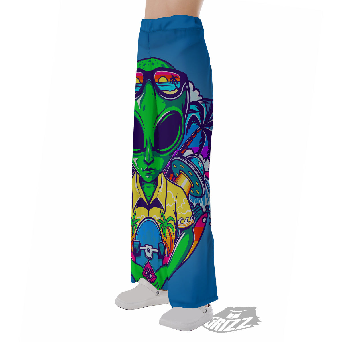 Alien Summer Beach Print Pajama Pants-grizzshop