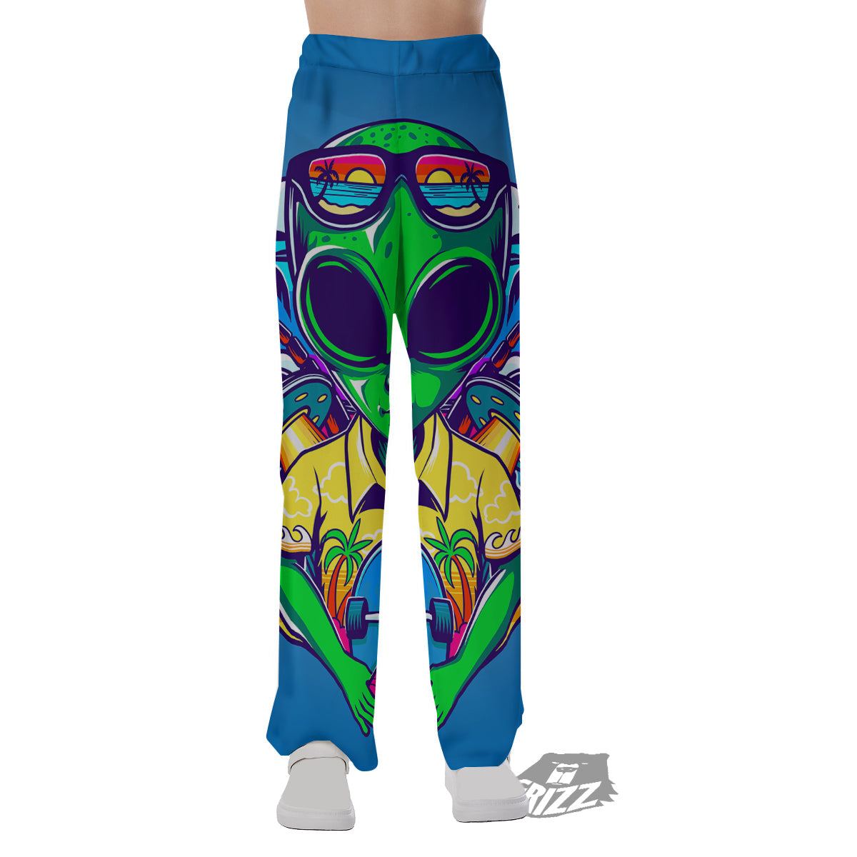 Alien Summer Beach Print Pajama Pants-grizzshop