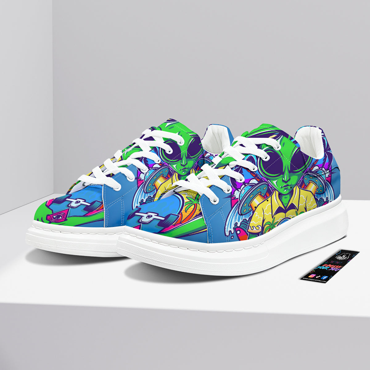 Alien Summer Beach Print Platform Shoes-grizzshop
