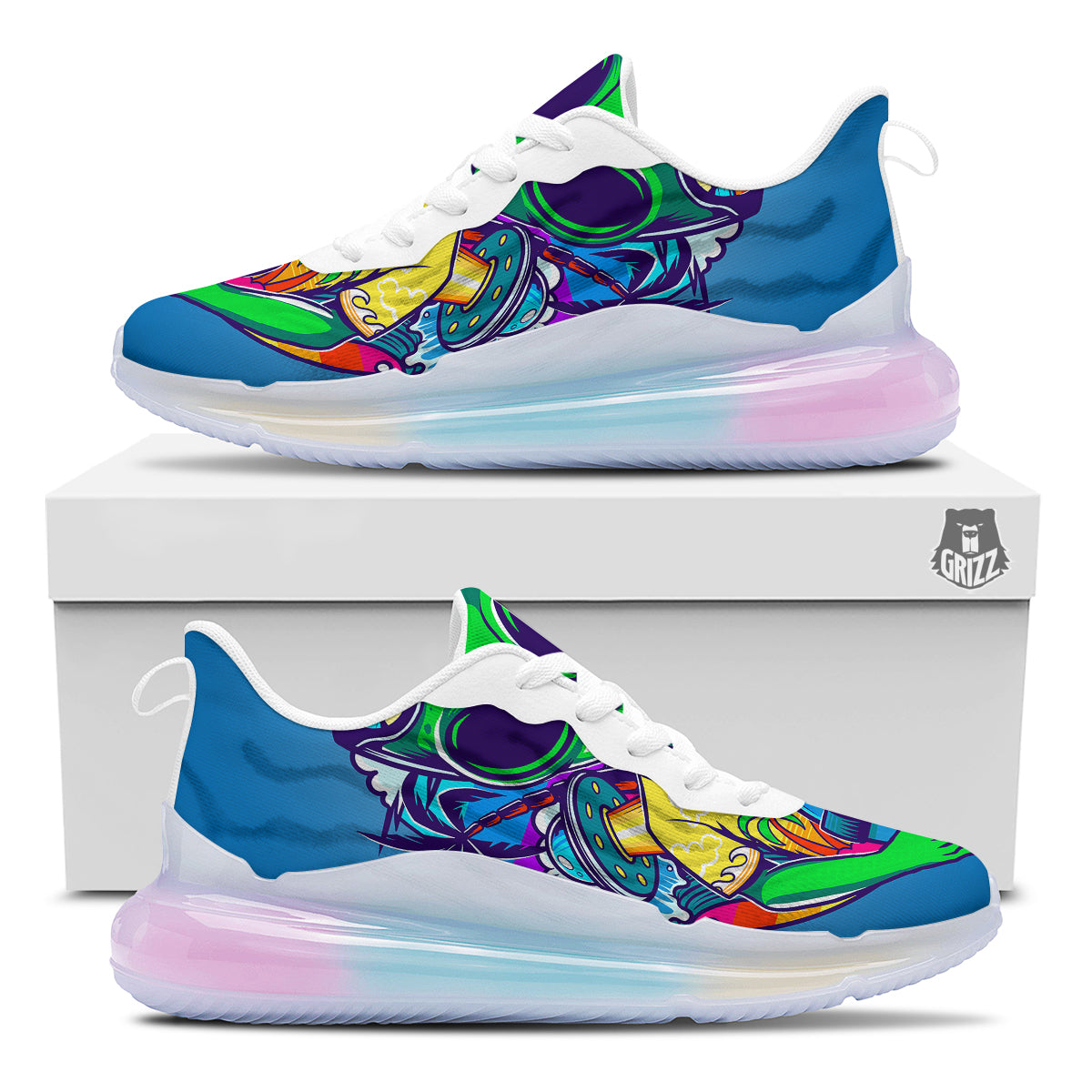 Alien Summer Beach Print Running Sneakers-grizzshop