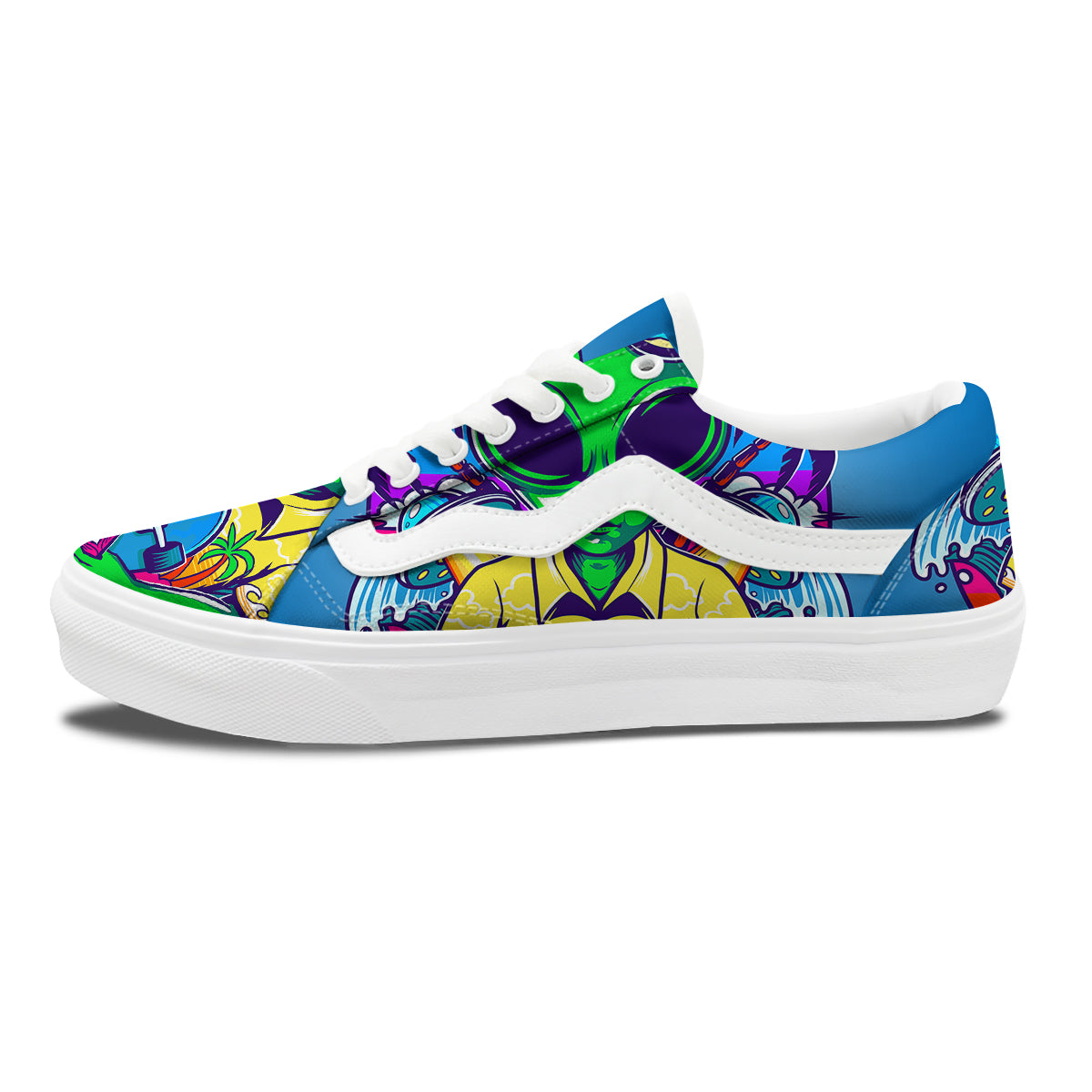 Alien Summer Beach Print Skate Shoes-grizzshop