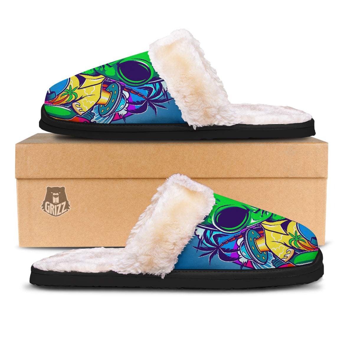 Alien Summer Beach Print Slippers-grizzshop