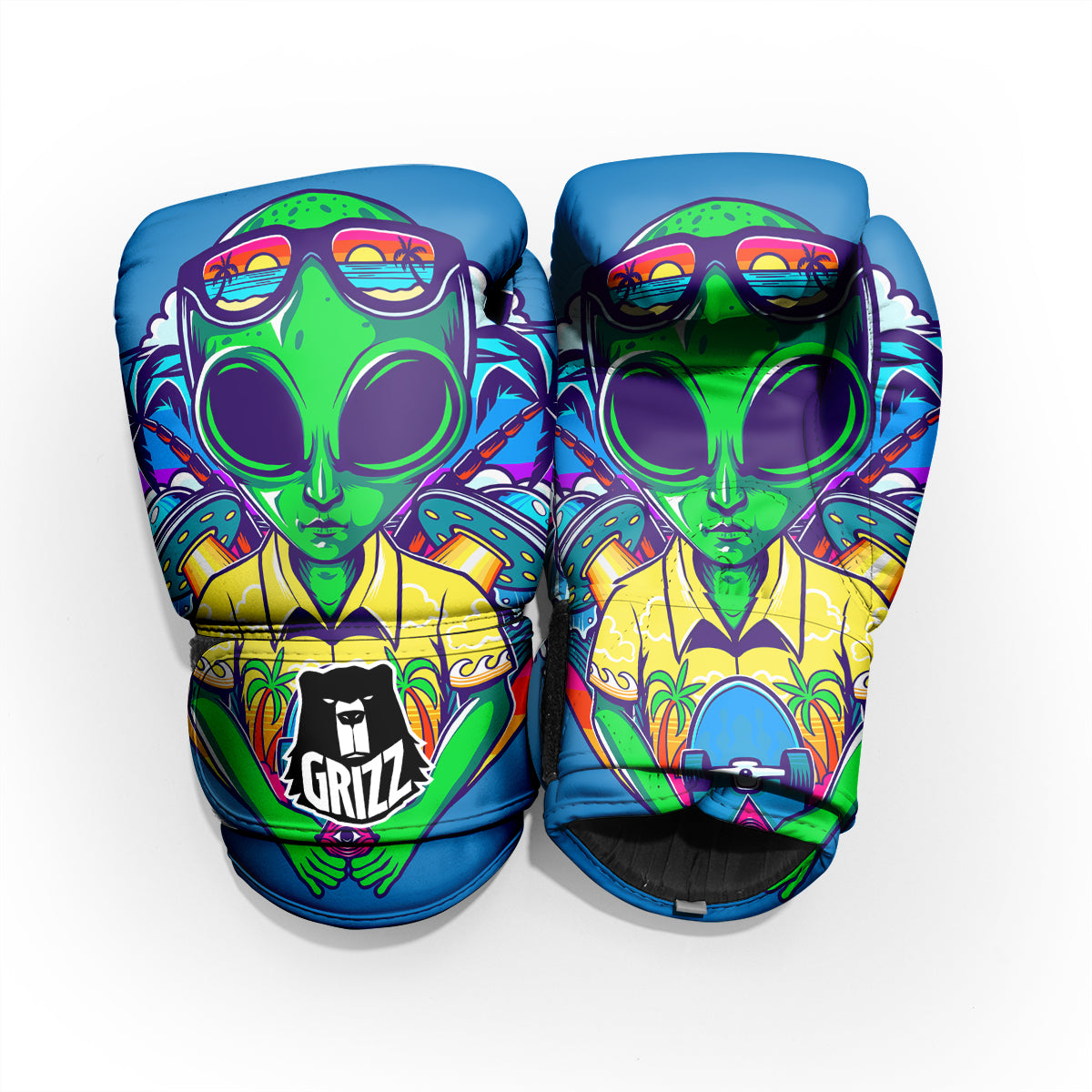 Alien Summer Beach Print Pro Boxing Glove