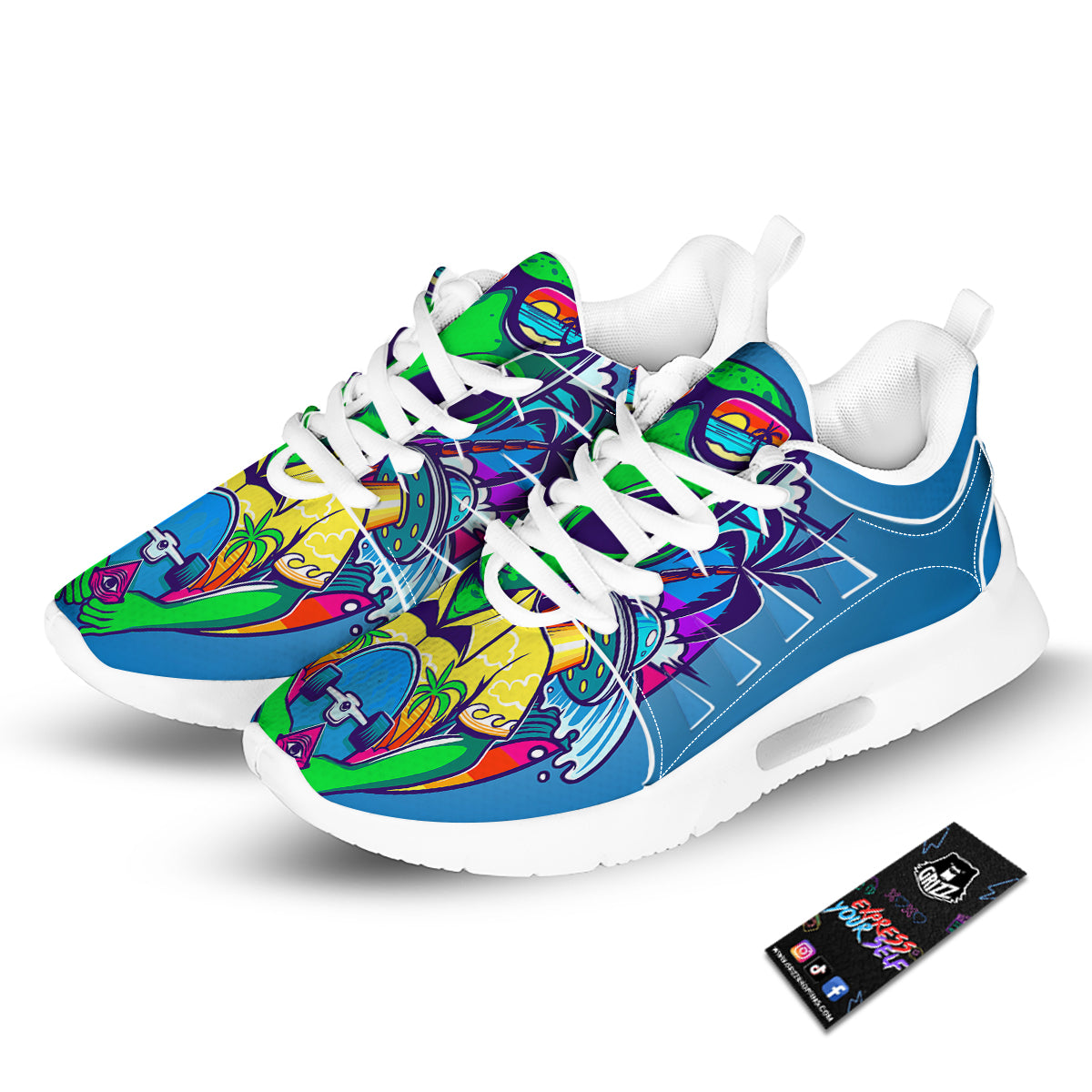 Alien Summer Beach Print Tennis Shoes-grizzshop