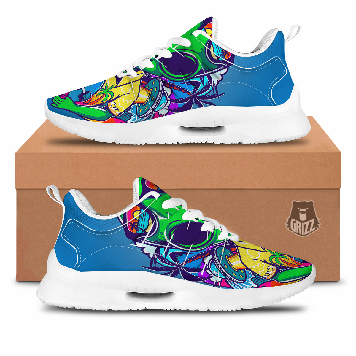 Alien Summer Beach Print Tennis Shoes-grizzshop