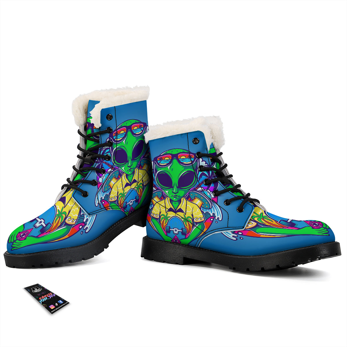 Alien Summer Beach Print Winter Boots-grizzshop