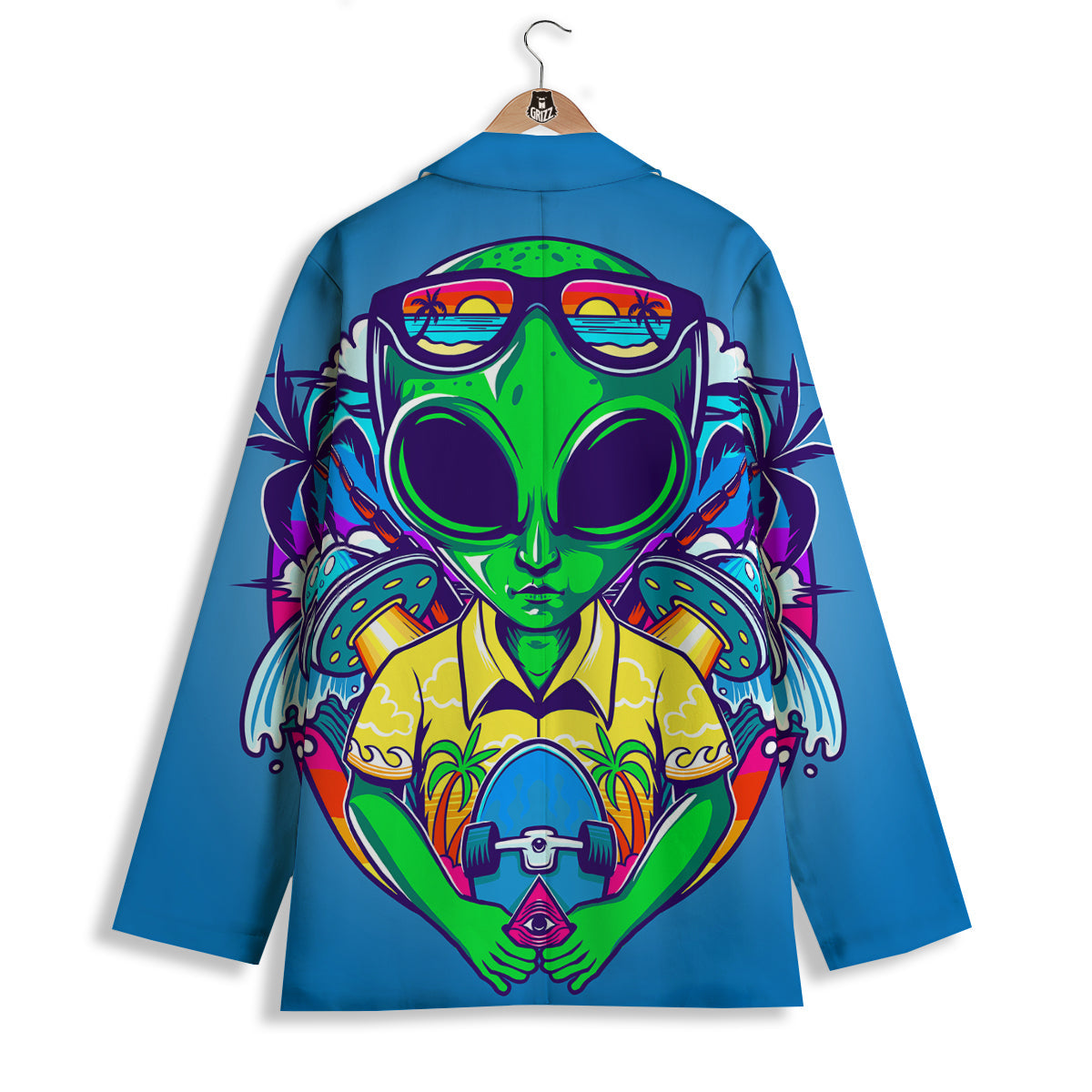 Alien Summer Beach Print Women's Blazer-grizzshop