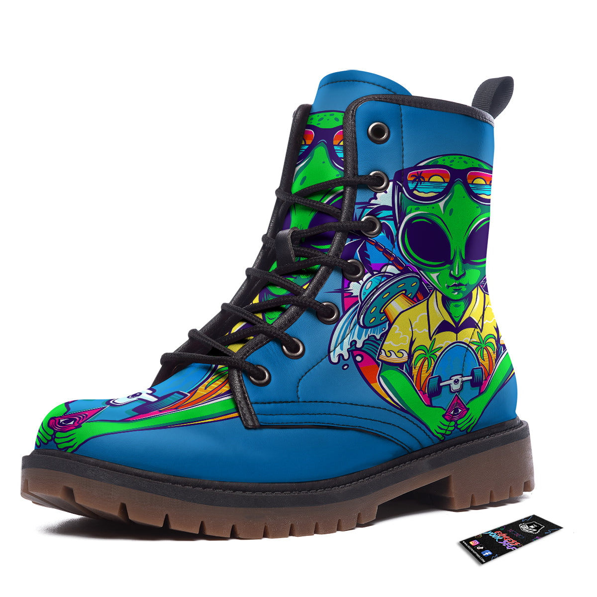 Alien Summer Beach Print Work Boots-grizzshop
