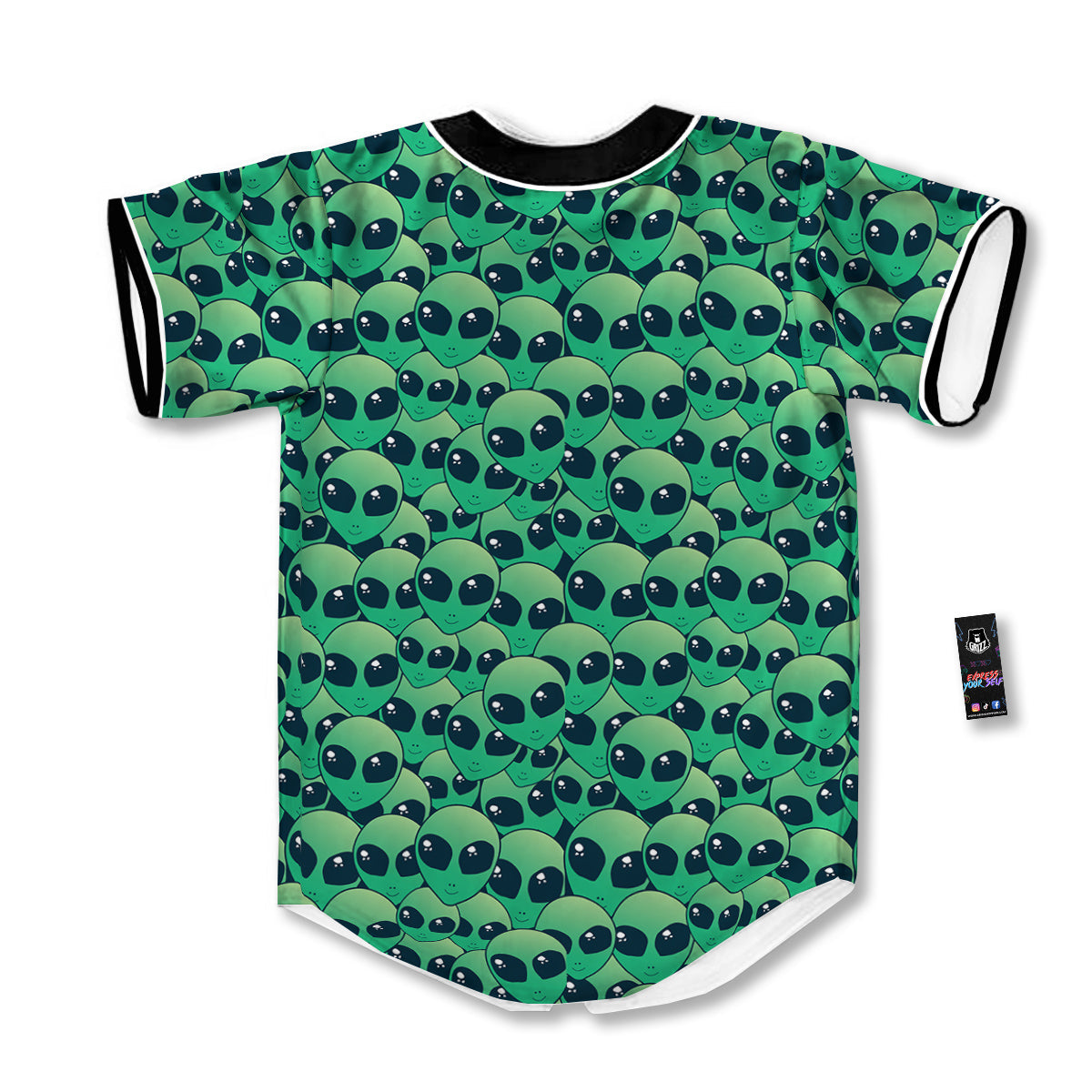 Alien UFO Green Cute Print Baseball Jersey-grizzshop