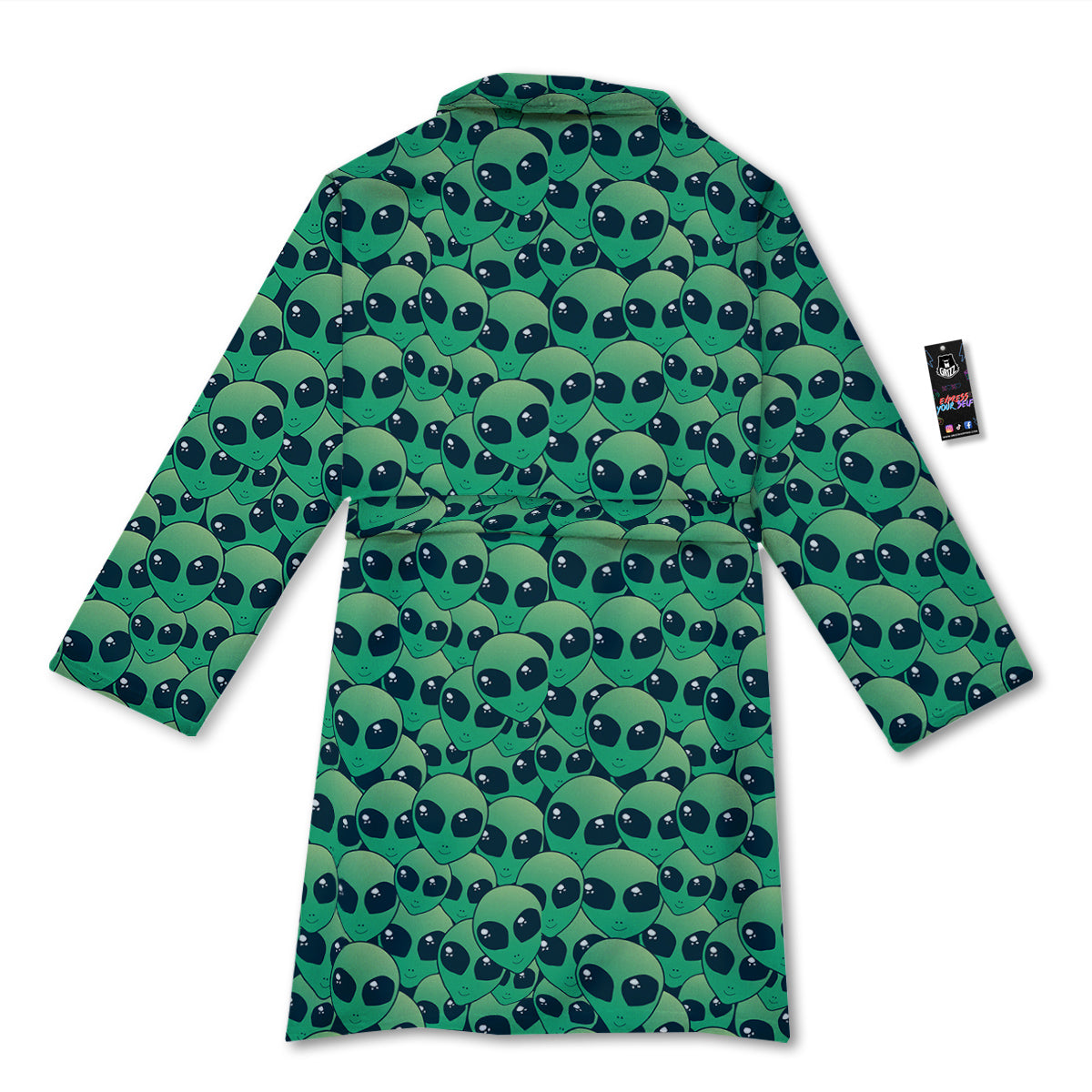 Alien UFO Green Cute Print Bathrobe-grizzshop