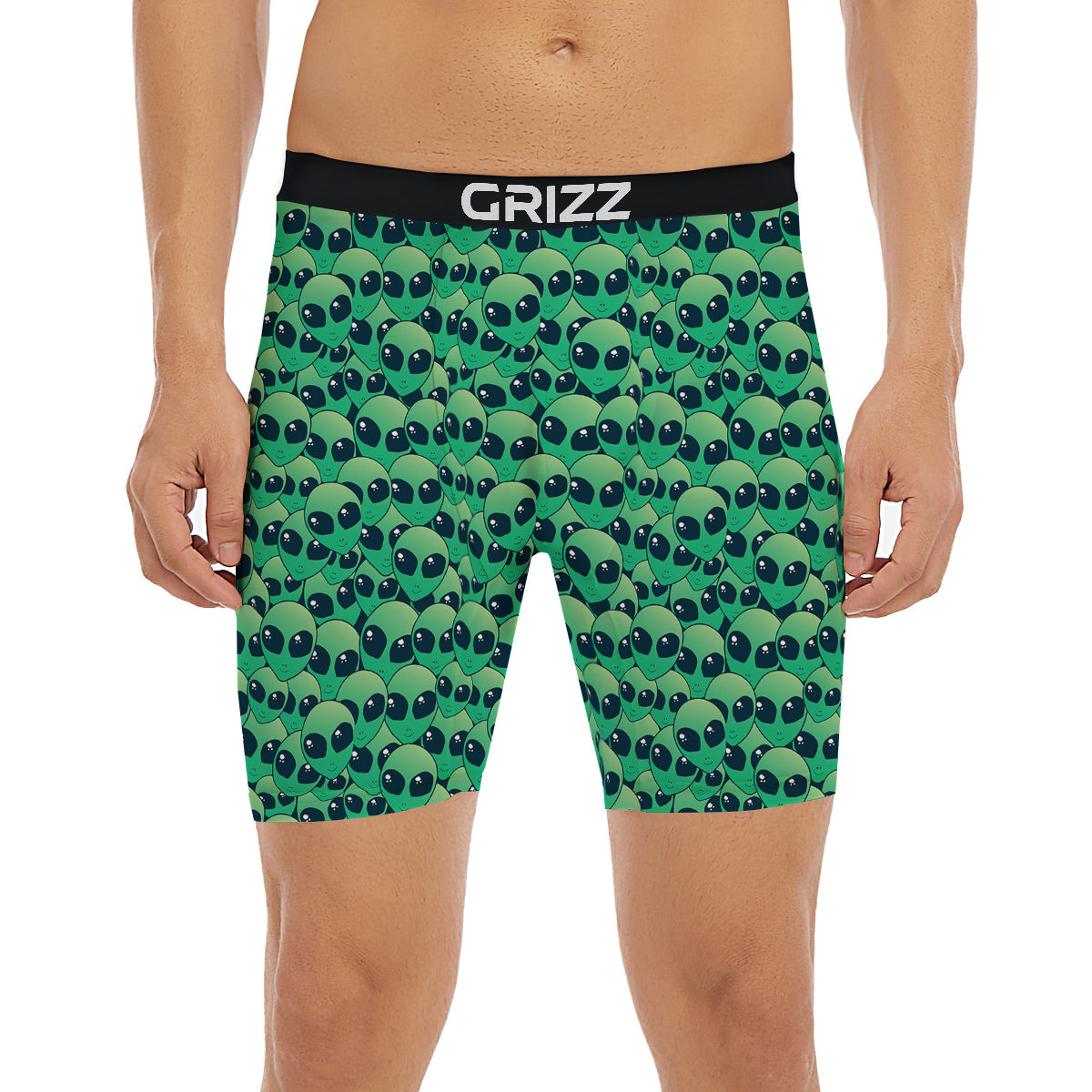 Alien UFO Green Cute Print Boxer Briefs-grizzshop
