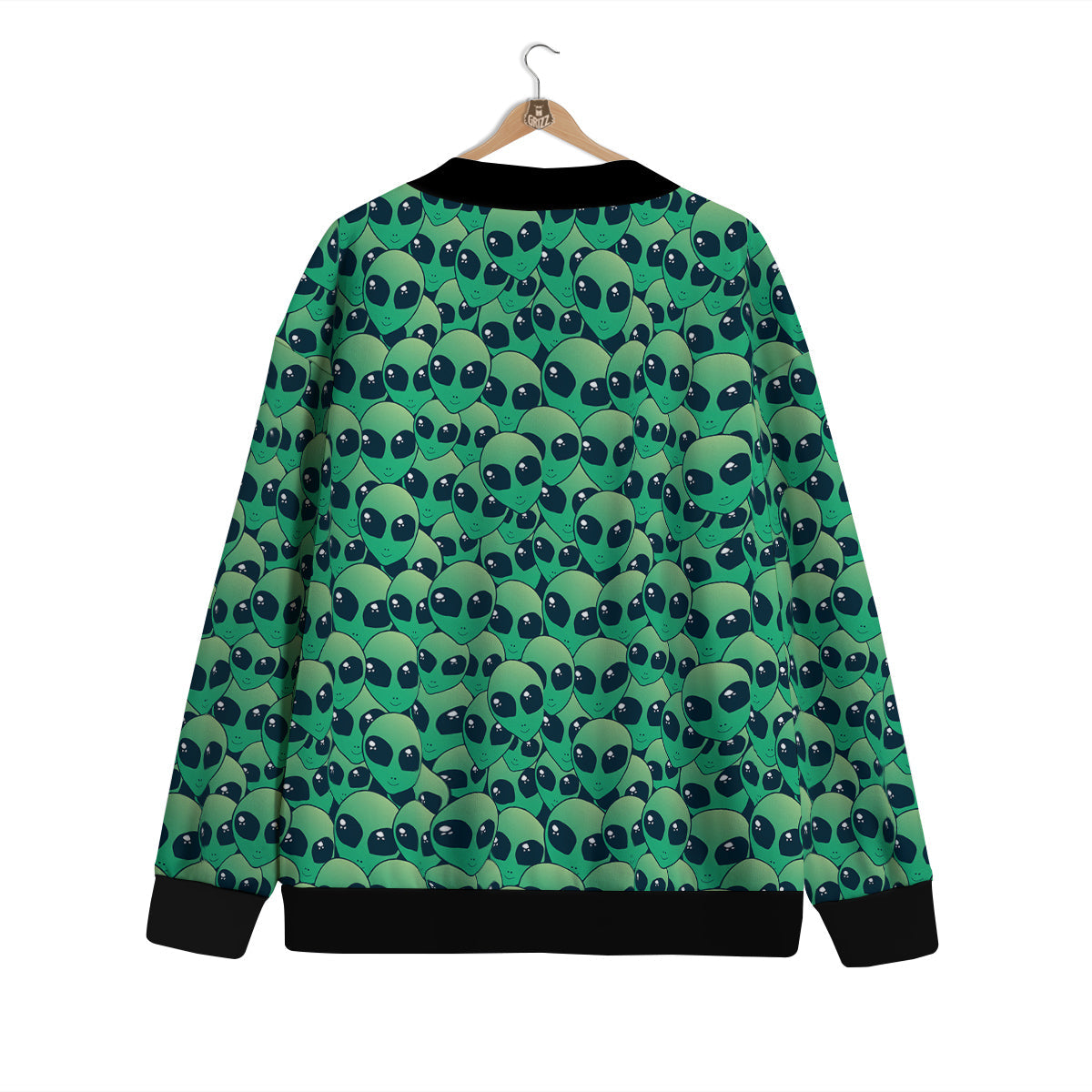 Alien UFO Green Cute Print Cardigan-grizzshop