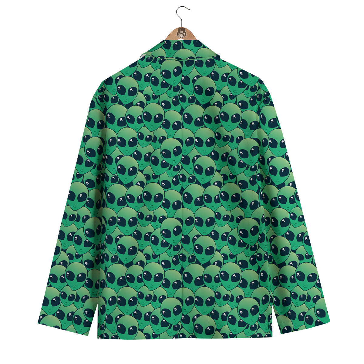 Alien UFO Green Cute Print Men's Blazer-grizzshop