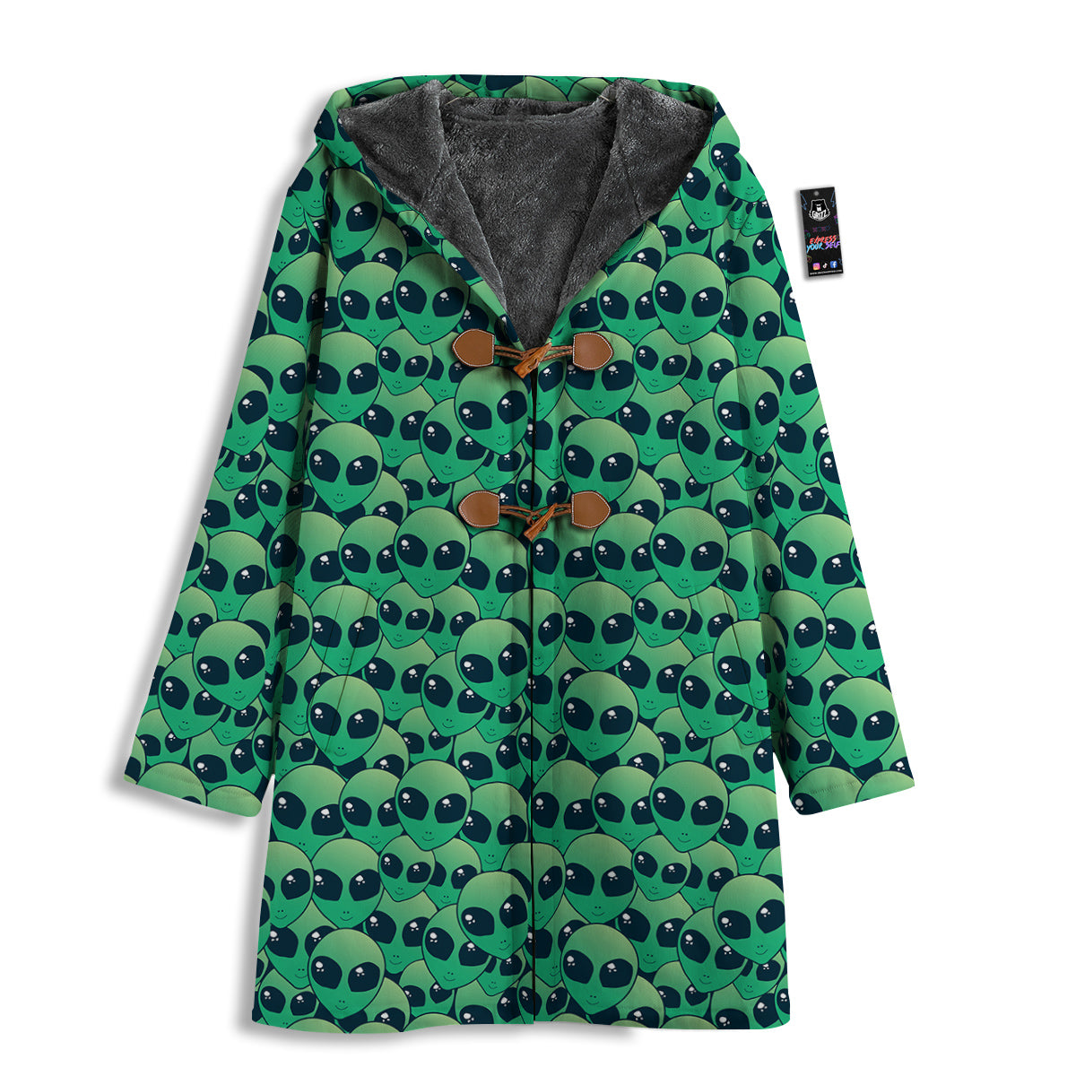 Alien UFO Green Cute Print Men's Windbreaker Jacket-grizzshop