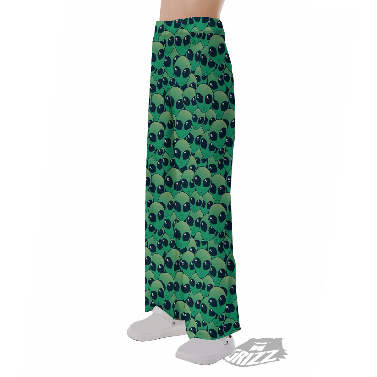 Alien UFO Green Cute Print Pajama Pants-grizzshop