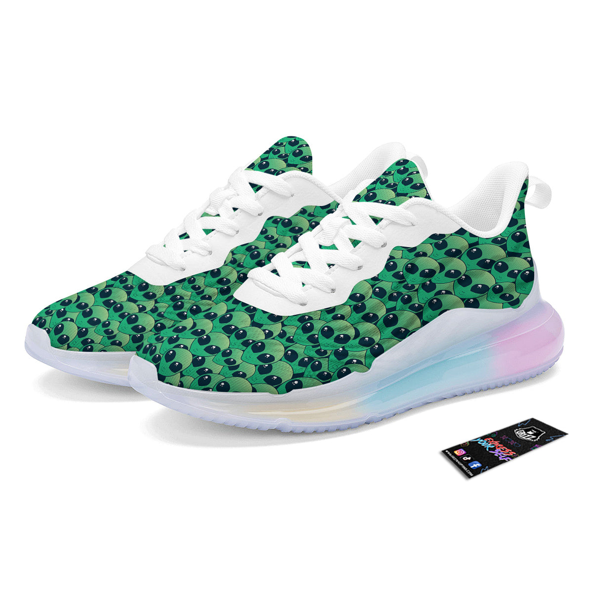 Alien UFO Green Cute Print Running Sneakers-grizzshop