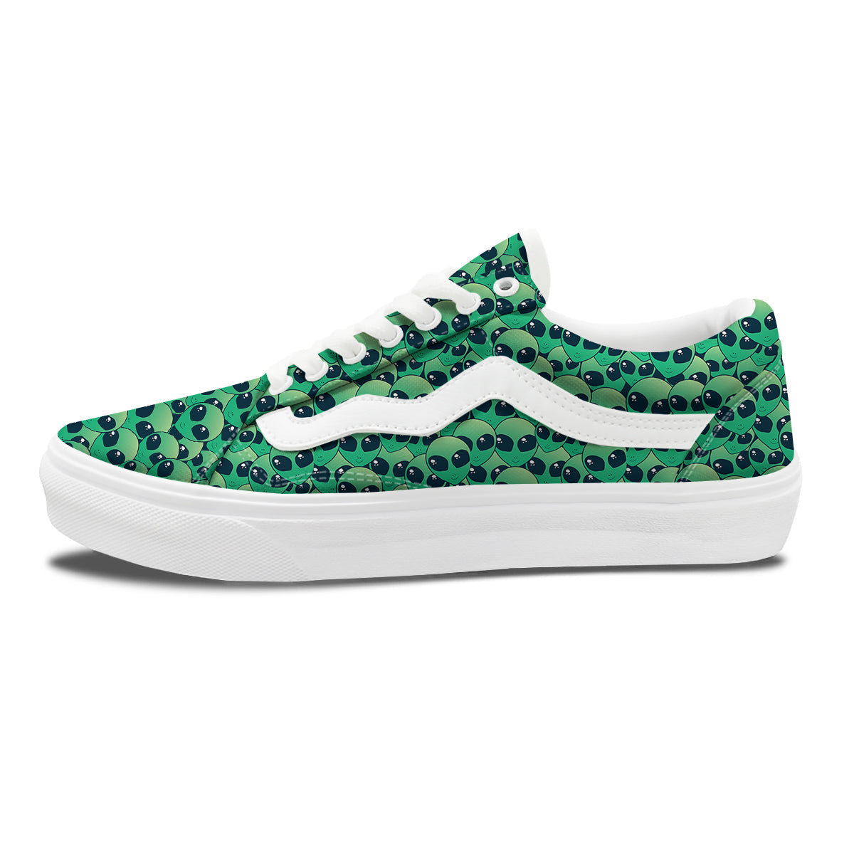 Alien UFO Green Cute Print Skate Shoes-grizzshop