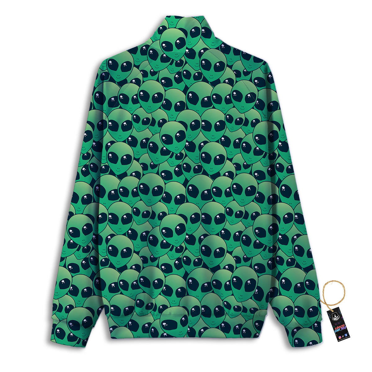 Alien UFO Green Cute Print Track Jacket-grizzshop