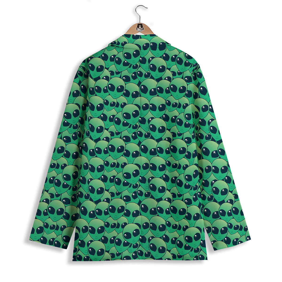 Alien UFO Green Cute Print Women's Blazer-grizzshop