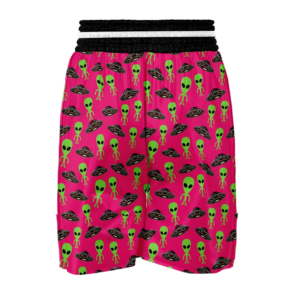 Alien Ufo Pink Pattern Print Boxing Shorts-grizzshop