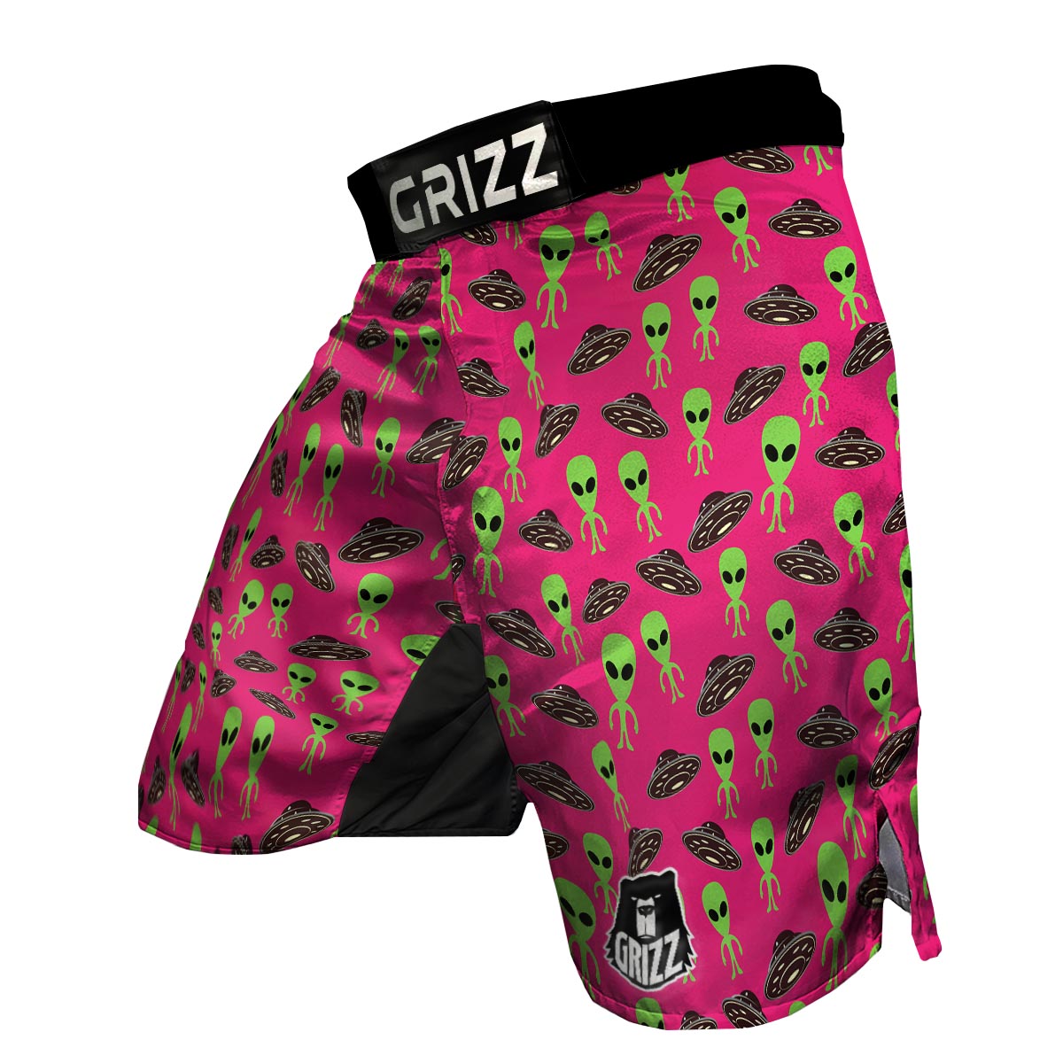 Alien Ufo Pink Pattern Print MMA Shorts-grizzshop