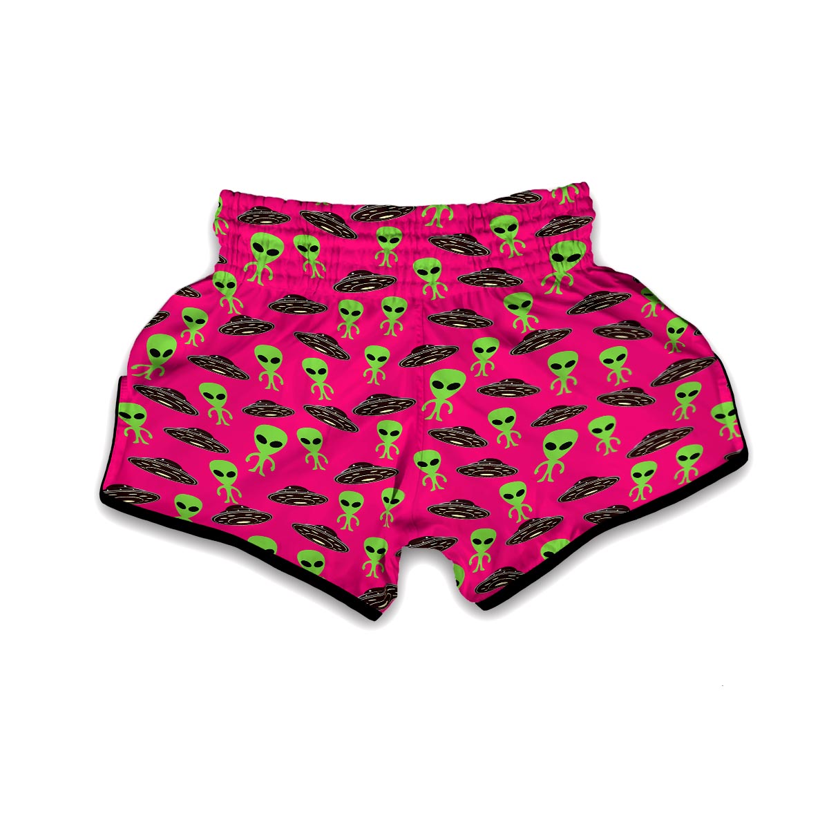 Alien Ufo Pink Pattern Print Muay Thai Boxing Shorts-grizzshop