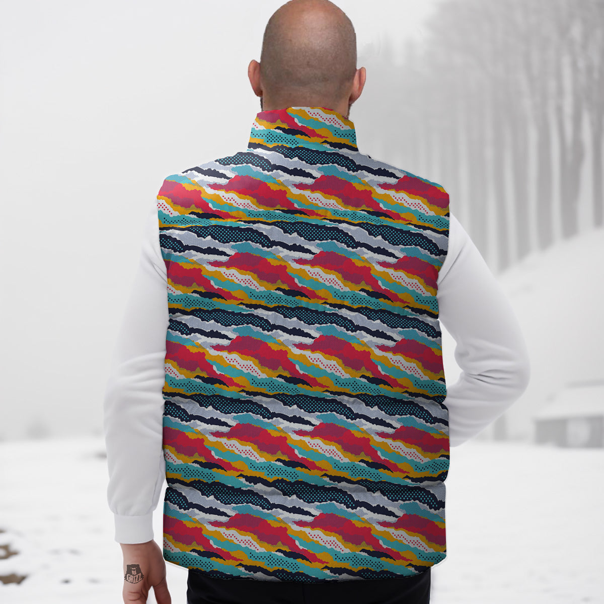 Alien Ufo Psychedelic Pattern Print Down Vest