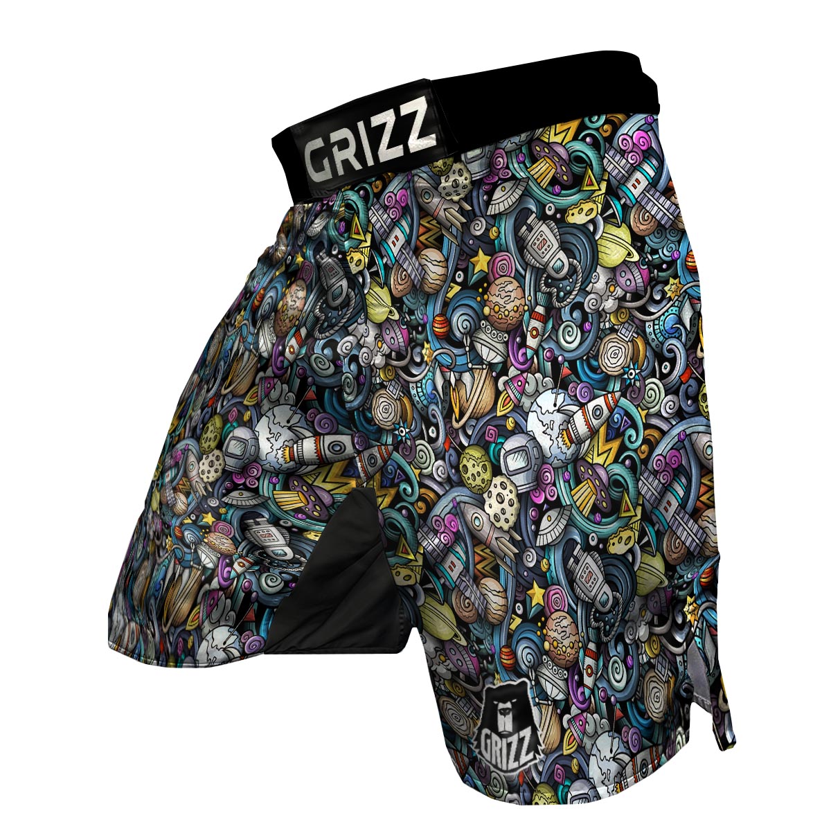 Alien Ufo Psychedelic Pattern Print MMA Shorts-grizzshop