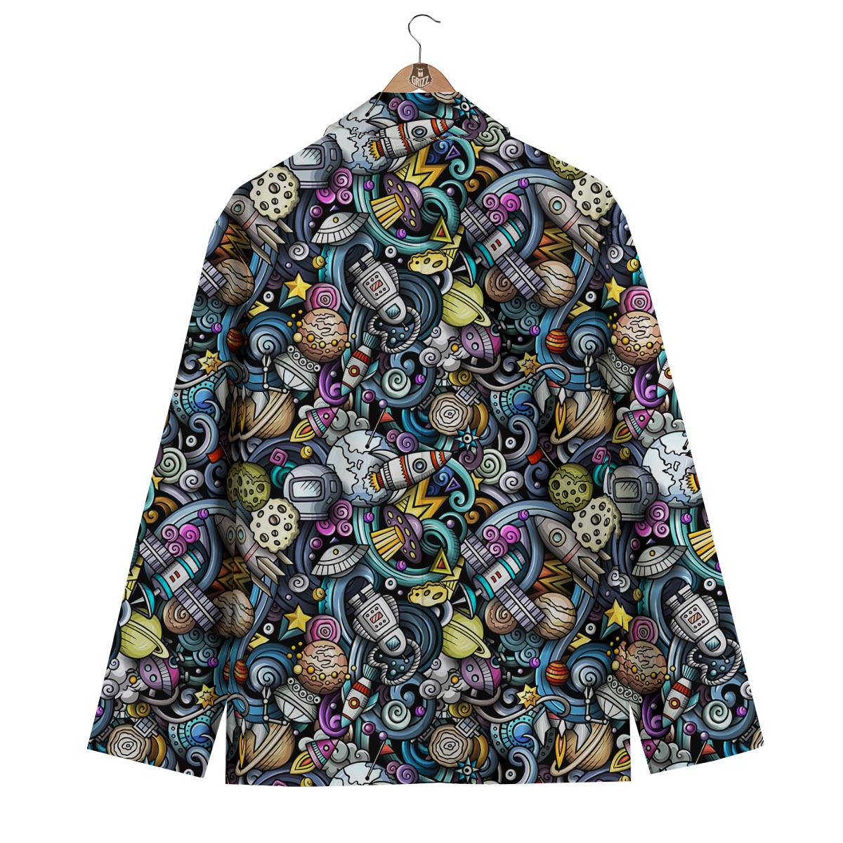 Alien Ufo Psychedelic Pattern Print Men's Blazer-grizzshop