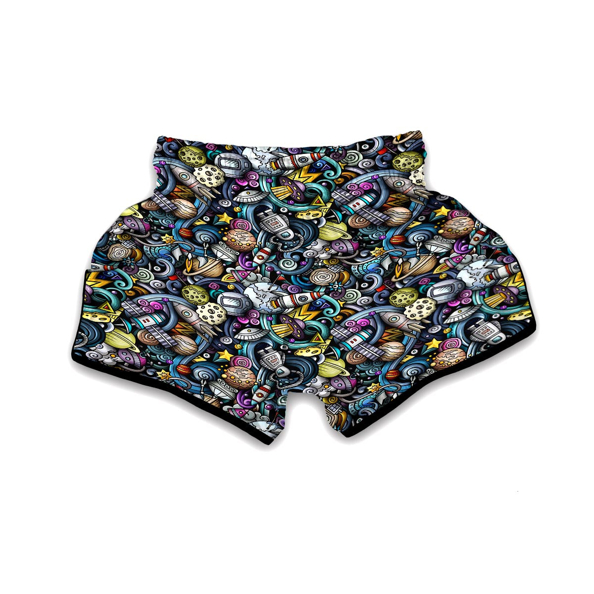 Alien Ufo Psychedelic Pattern Print Muay Thai Boxing Shorts-grizzshop