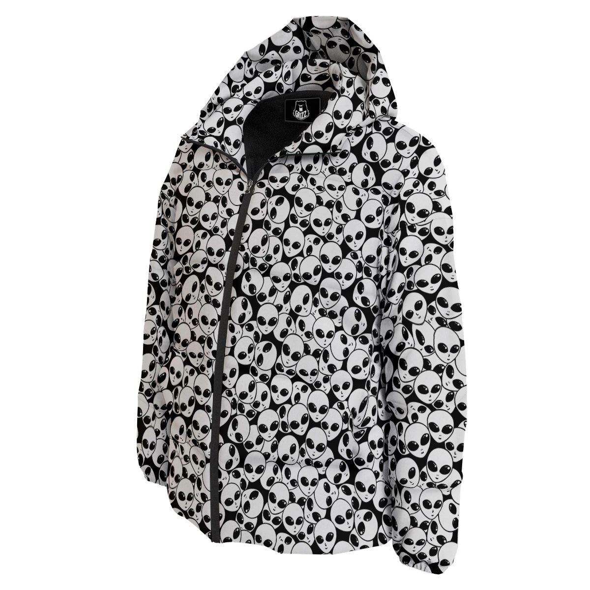 Alien White And Black Print Down Jacket-grizzshop