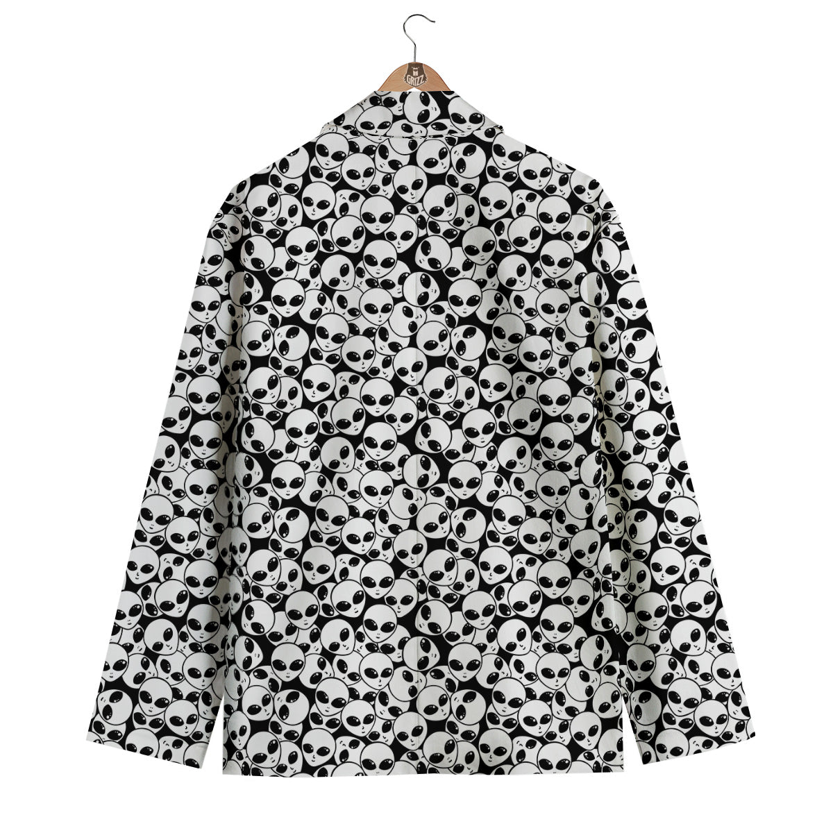 Alien White And Black Print Men's Blazer-grizzshop